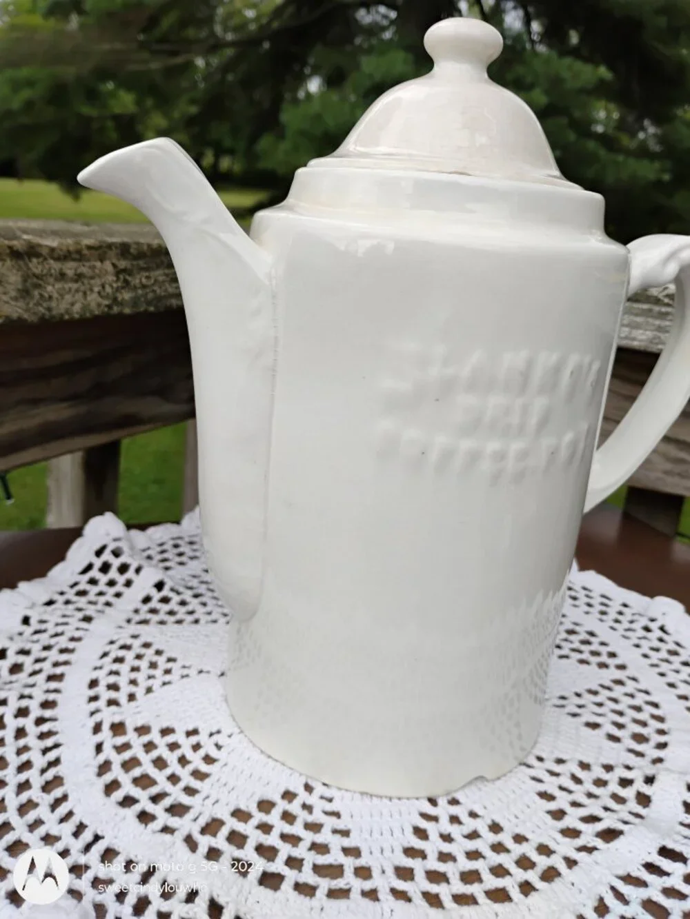 Blanke's Drip Coffee pot antique white ironstone no percolator turn of century